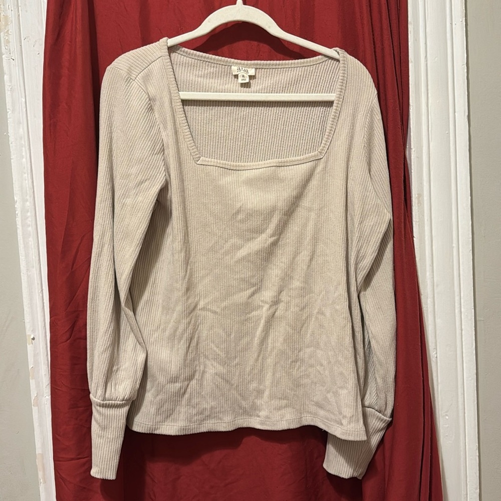 a.n.a Light Cream Long Sleeve Shirt